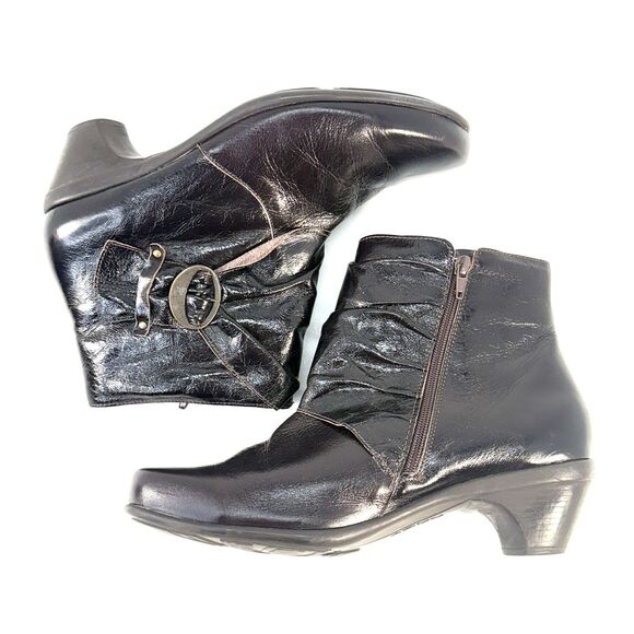 Naot Boot Size 11.5 EU 42 Dark Burgundy Brown Ankle Side Zip Chelsea Slouch - Picture 5 of 10